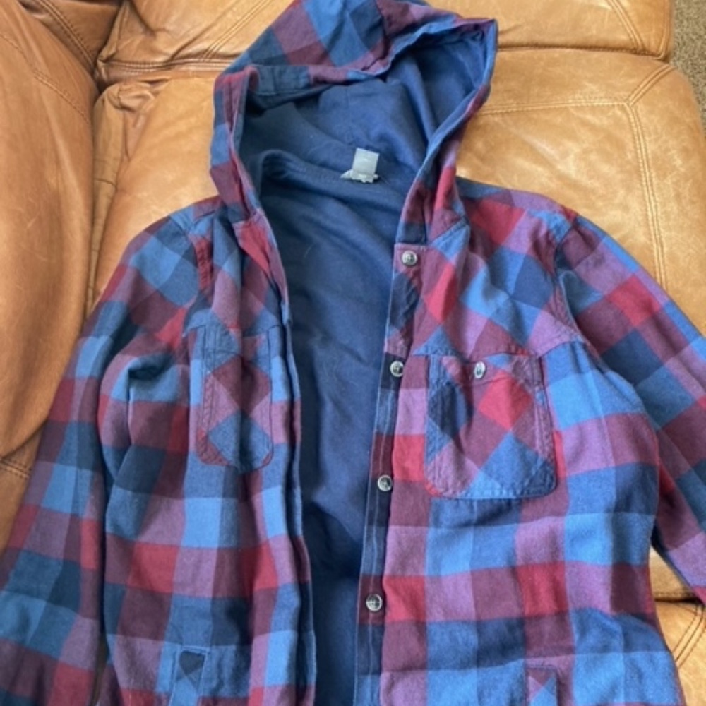 Eddie Bower hooded plaid shirt